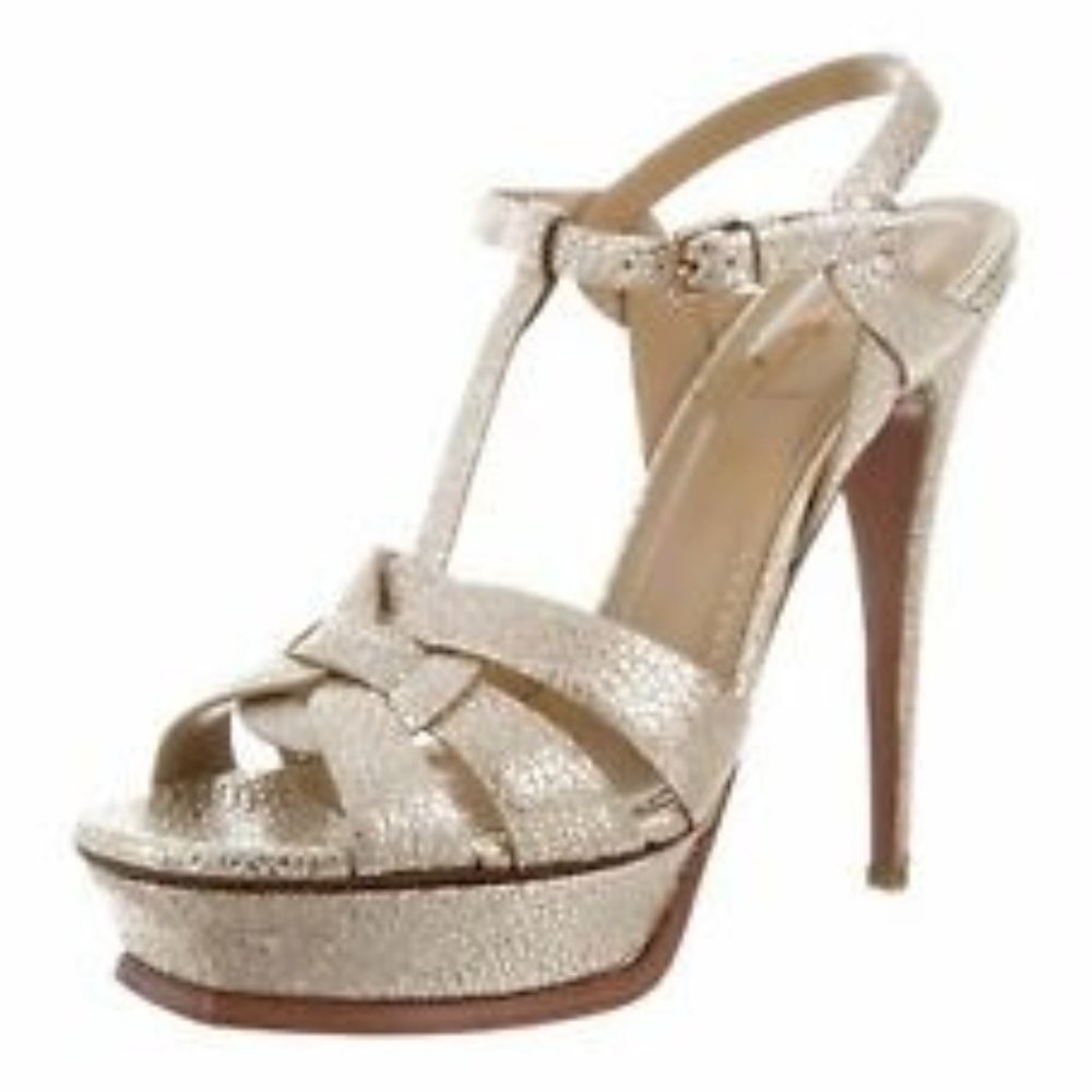 YSL Gold Tribute Heels -Size 9